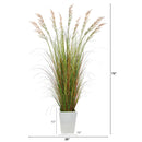 74” Grass Artificial Plant in White Metal Planter