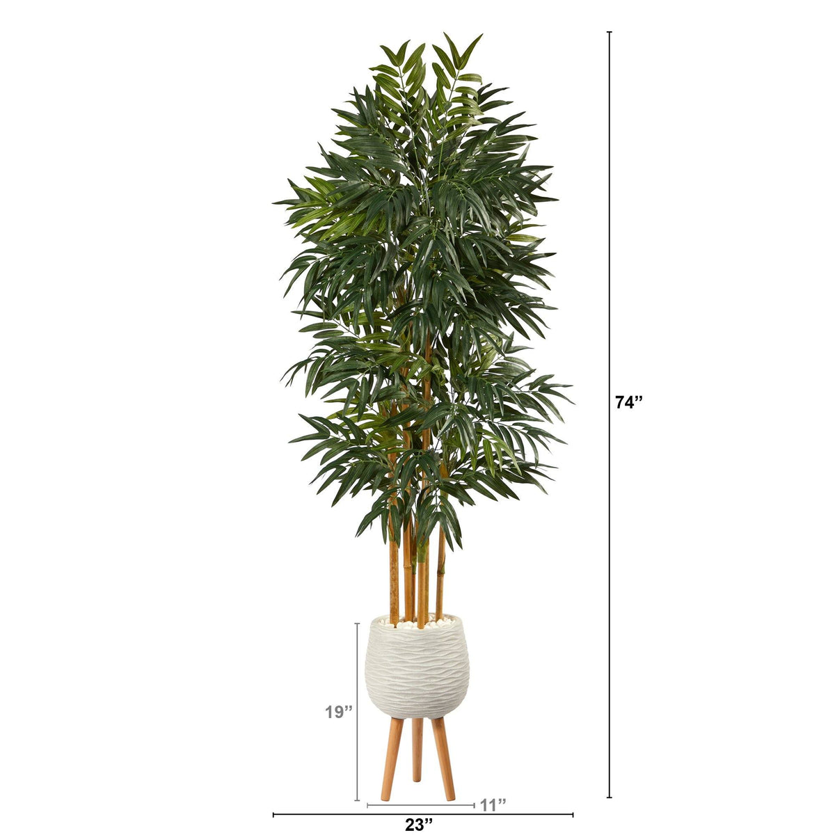 74” Phoenix Palm Artificial tree in White Planter with Stand, photo 2 of 3