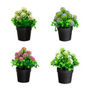 7.5" Artificial Mixed Flowering Plant in Black Pot - Set of 4