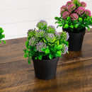 7.5" Artificial Mixed Flowering Plant in Black Pot - Set of 4