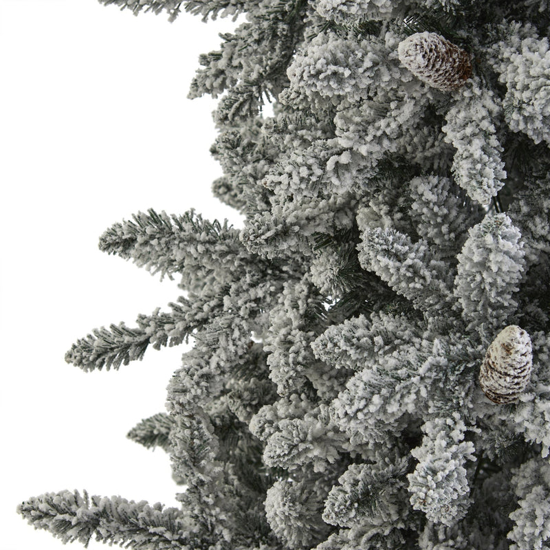 7.5’ Flocked Livingston Fir Artificial Christmas Tree with Pine Cones and 500 Warm LED Lights