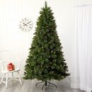 7.5’ Golden Tip Washington Pine Artificial Christmas Tree with 600 Clear Lights, Pine Cones and 1568 Bendable Branches