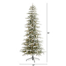 7.5’ Slim Flocked Nova Scotia Spruce Artificial Christmas Tree with 450 Warm White LED Lights and 909 Bendable Branches