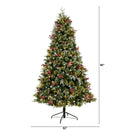 7.5' Snow Tipped Aspen Spruce Pre-Lit Tree with 450 LED lights, Berries and Pinecones