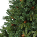 7.5’ West Virginia Full Bodied Mixed Pine Artificial Christmas Tree with 600 Clear LED Lights and Pine Cones