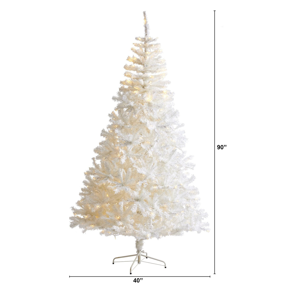 7.5' White Artificial Christmas Tree with 1380 Bendable Branches and 400 Clear LED Lights, photo 2 of 7