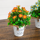 8” Artificial Daisy Plant in Rustic Flowers & Garden Planter -Set of 3
