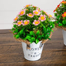 8” Artificial Daisy Plant in Rustic Flowers & Garden Planter -Set of 3