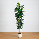 8' Artificial Fiddle Leaf Tree in Decorative White Planter