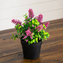 8" Artificial Flowering Arrangement in Black Pot - Set of 3