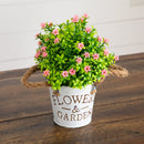8” Artificial Flowering Mini Daisy Plant in Rustic Flowers & Garden Planter -Set of 3