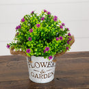 8” Artificial Flowering Mini Daisy Plant in Rustic Flowers & Garden Planter -Set of 3