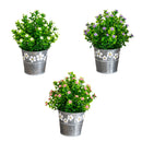 8” Artificial Flowering Plant in Decorative Daisy Tin Planter -Set of 3
