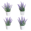 8” Artificial Lavender Plant in White Pot - Set of 4