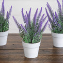 8” Artificial Lavender Plant in White Pot - Set of 4