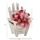 8” Cymbidium Orchid Artificial Arrangement in Chair Planter