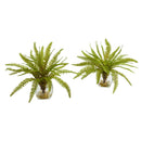 8” Fern Artificial Plant in Vase (Set of 2)