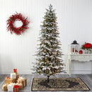 8’ Flocked North Carolina Fir Artificial Christmas Tree with 650 Warm White Lights and 2593 Branches