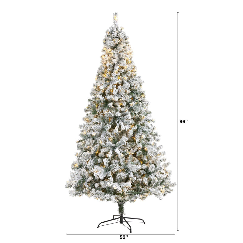 8' Flocked Rock Springs Spruce Artificial Christmas Tree with 500 Clear LED Lights and 1186 Bendbable Branches, photo 2 of 7