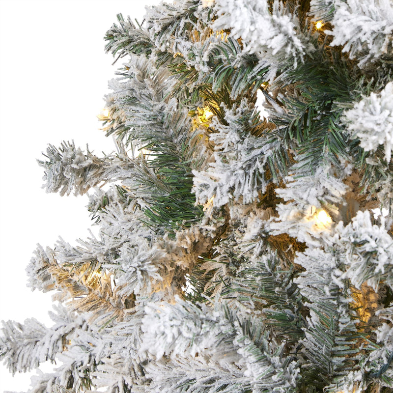8' Flocked Rock Springs Spruce Artificial Christmas Tree with 500 Clear LED Lights and 1186 Bendbable Branches, photo 3 of 7