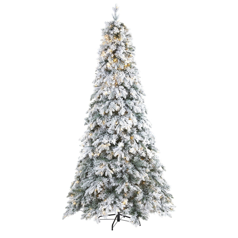 8' Flocked Vermont Mixed Pine Artificial Christmas Tree with 600 LED Lights