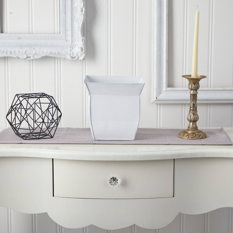 8” Fluted Metal Square Planter