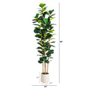 8' Artificial Fiddle Leaf Tree in Decorative White Planter