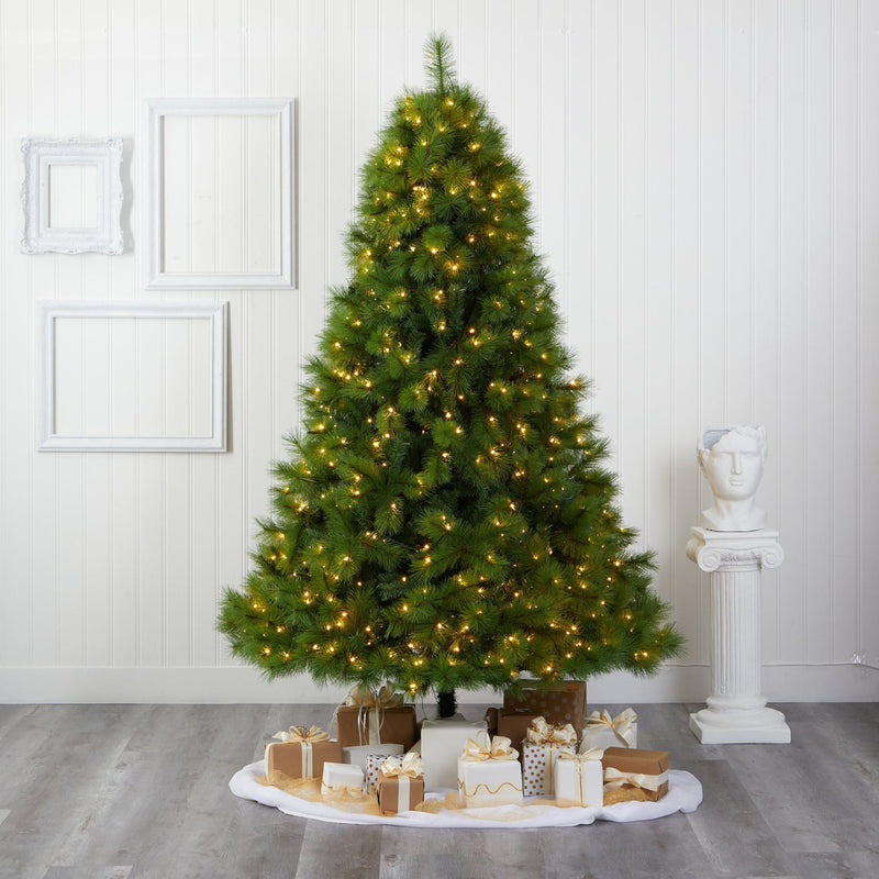 8’ Green Scotch Pine Artificial Christmas Tree with 600 Clear LED Lights, photo 2 of 7