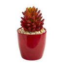 8” Mixed Succulent Artificial Plant in Red Vase (Set of 3)