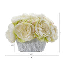 8” Peony Artificial Arrangement in Decorative Vase