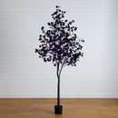 8' Pre-Lit Artificial Halloween Black Eucalyptus Tree with 540 Orange & Purple LED Lights