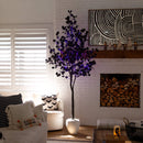 8' Pre-Lit Artificial Halloween Black Eucalyptus Tree with 540 Orange & Purple LED Lights