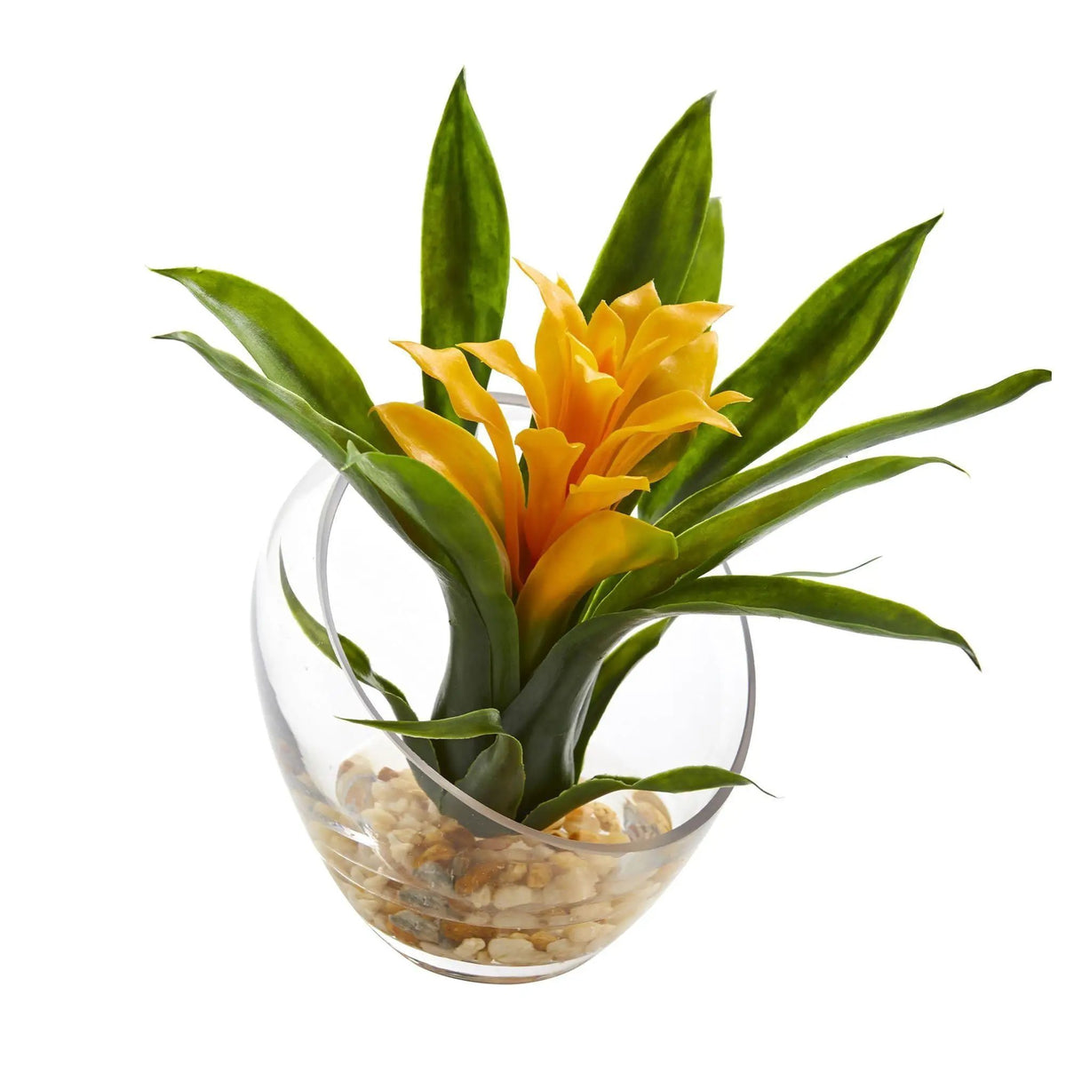 8’’ Tropical Bromeliad in Angled Vase Artificial Arrangement, photo 3 of 3