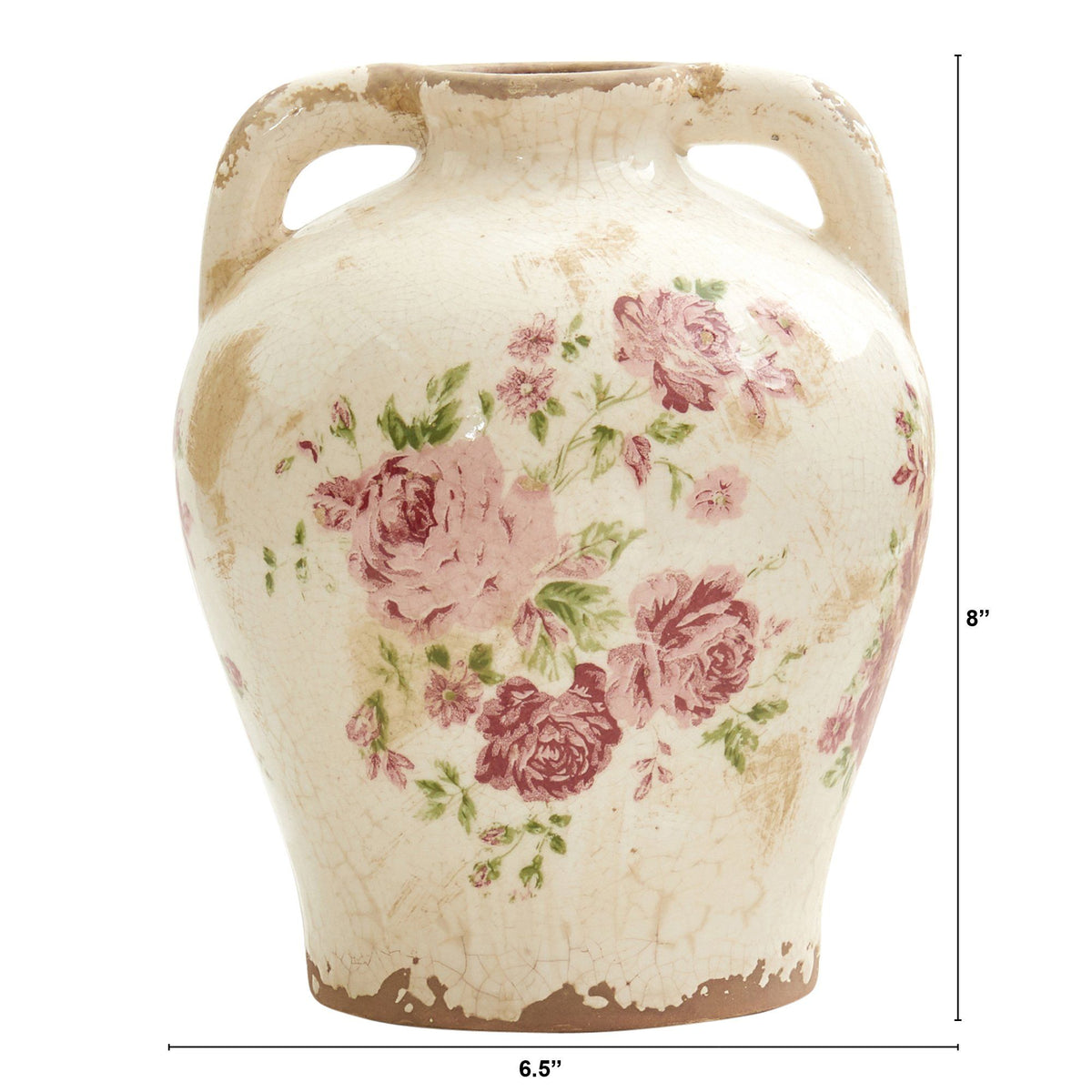 8” Tuscan Ceramic Floral Print Vase, photo 2 of 3
