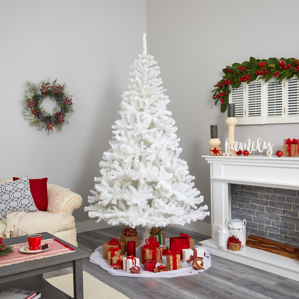 8' White Artificial Christmas Tree with 1500 Bendable Branches, photo 5 of 6