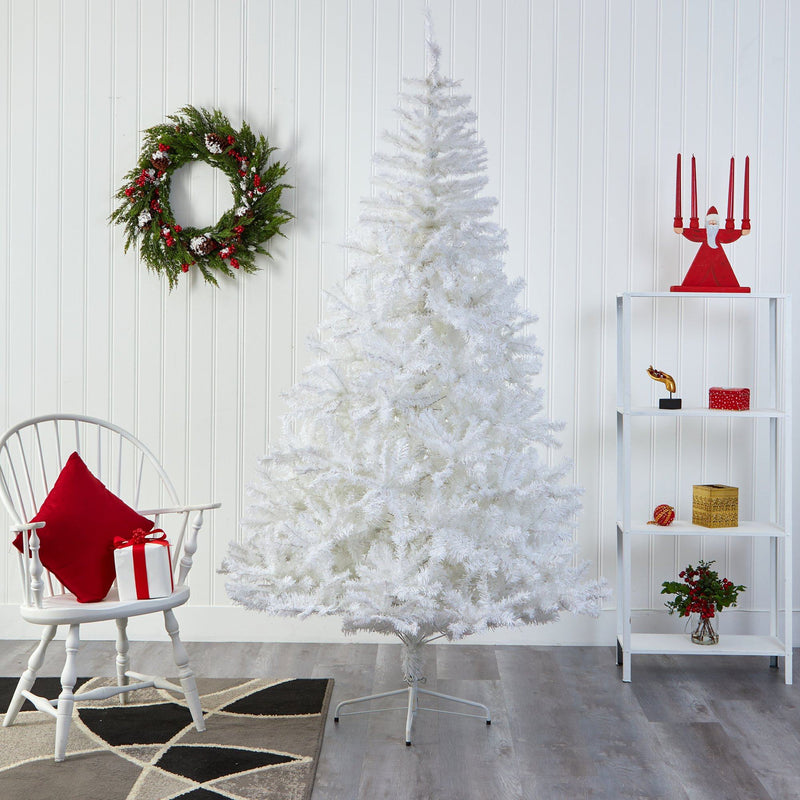 8' White Artificial Christmas Tree with 1500 Bendable Branches, photo 6 of 6
