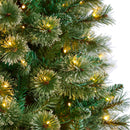 8’ Wisconsin Slim Snow Tip Pine Christmas Tree with 600 Clear LED Lights and 908 Bendable Branches