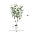 7' Artificial Olive Tree in White Decorative Planter