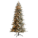 8.5’ Flocked Manchester Spruce Artificial Christmas Tree with 550 Lights and 1317 Bendable Branches