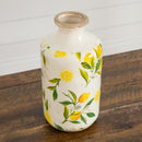 8.5” Lemon Print Ceramic Rustic Vase