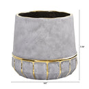 8.5” Regal Stone Decorative Planter with Gold Accents