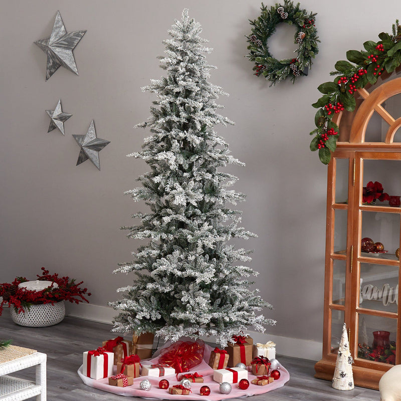 8.5’ Slim Flocked Nova Scotia Spruce Artificial Christmas Tree, photo 8 of 8
