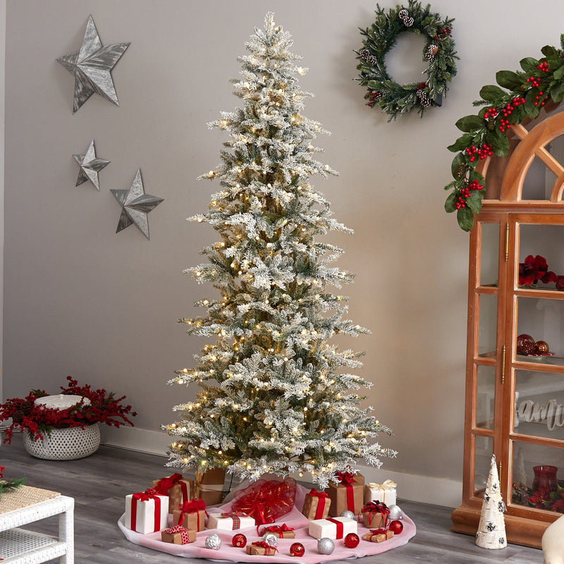 8.5’ Slim Flocked Nova Scotia Spruce Artificial Christmas Tree, photo 7 of 8