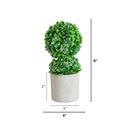 9" Artificial Mini Boxwood Ball Topiary in Cement Planter - Set of 3