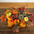9" Pumpkin, Gourd, Berry and Maple Leaf Artificial Arrangement" by Nearly Natural