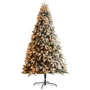 9’ Flocked South Carolina Spruce Christmas Tree with 850 Clear Lights and 2329 Bendable Branches