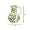 9”  Floral Tuscan Ceramic Green Scroll Jar