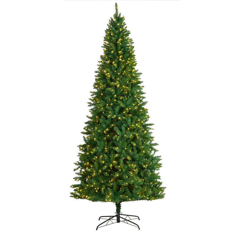 9’ Green Valley Fir Artificial Christmas Tree with 800 Clear LED Lights and 2093 Bendable Branches