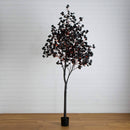 9' Pre-Lit Artificial Halloween Black Eucalyptus Tree with 700 Orange & Purple LED Lights