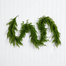 9' Pre-Lit Artificial Real Touch Norfolk Island Pine Garland with 50 Warm White LED Lights and Natural Look